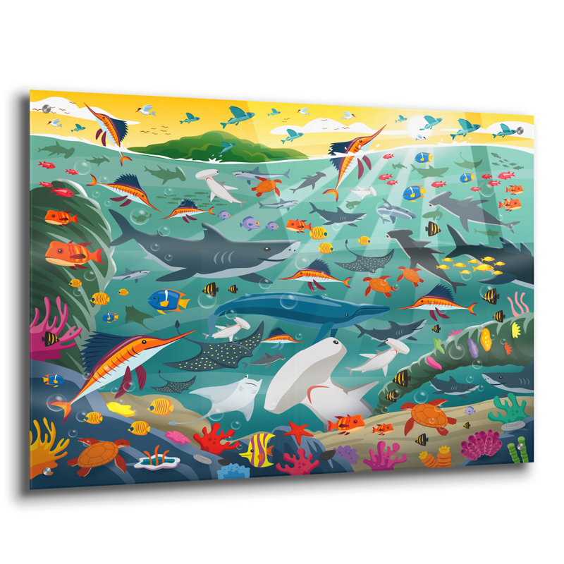  «Coco Island» par DoodleScapes, art mural en verre acrylique, 36 po x 24 po, H 24 po x l 36 po