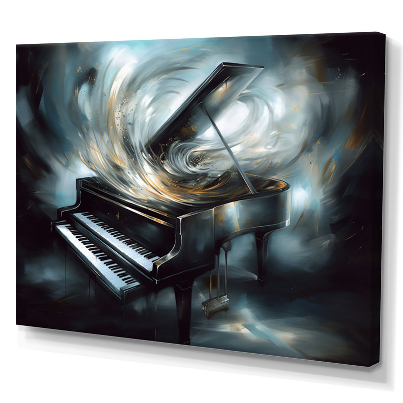 Piano abstrait I - musique, impressions sur toile, Toile tendue, H 24 po x l 32 po x P 1 po