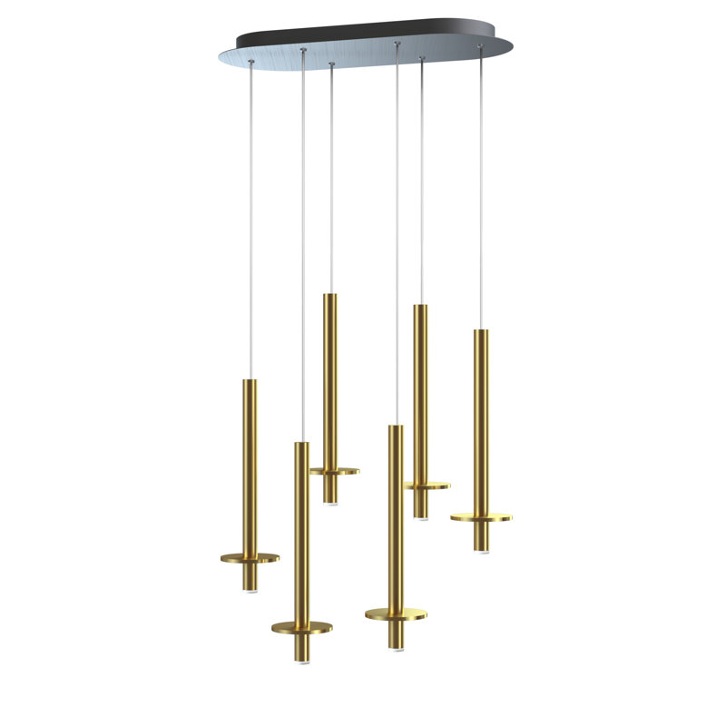 Luminaire suspendu géométrique 6 lumières Zakaryan, Laiton
