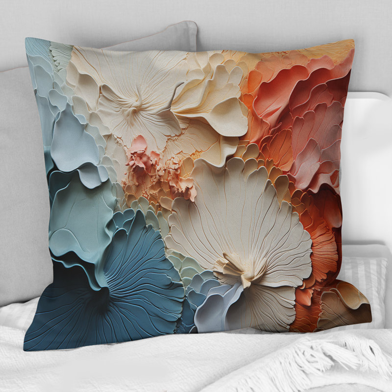 Custards beige et orange Collage II - coussin abstrait imprimé, Carré 16 po