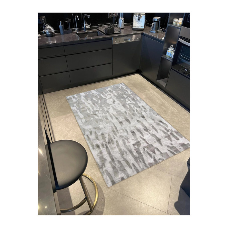 Beige Gray Themed Abstract Patterned Creative Modern Decorative Carpet, Round 5'