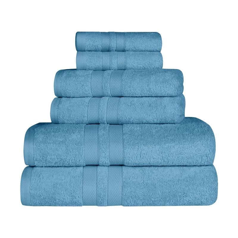 Ensemble de serviettes 100% coton Amoy, Bleu denim