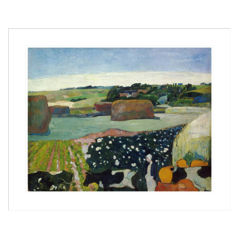 Bottes de foin en Bretagne par Paul Gauguin - Estampe numérique encadrée, H 23,5 po x l 28,23 po