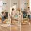Chevalet en bois pour enfants, chevalet d'art à double face avec tableau blanc et tableau noir, finition bois naturel