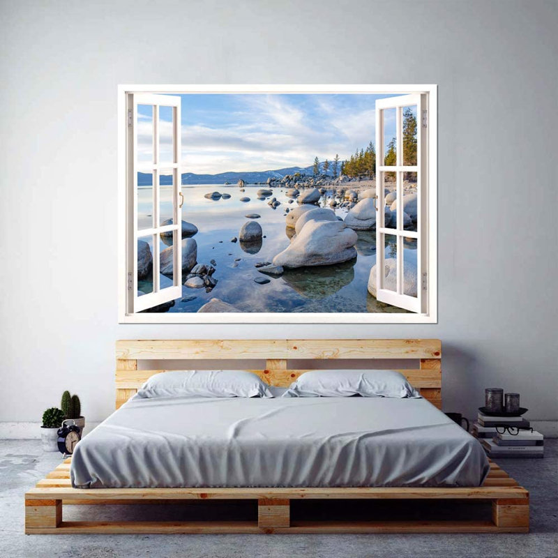 Murale nuages reflétant sur le lac, L 32 po x l 24 po