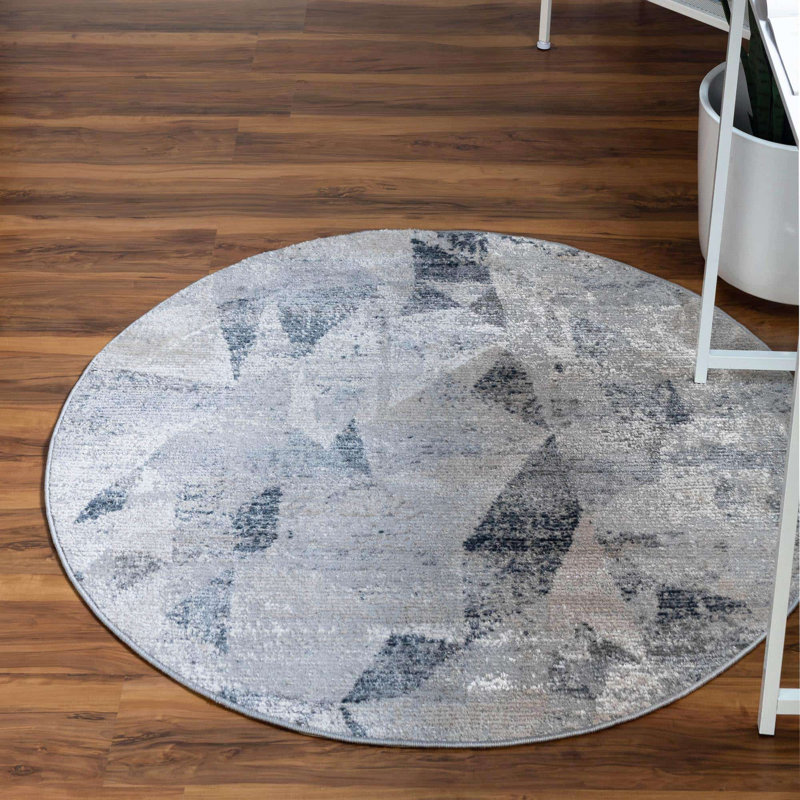 Geometric Indoor Rug, Round 4'1"