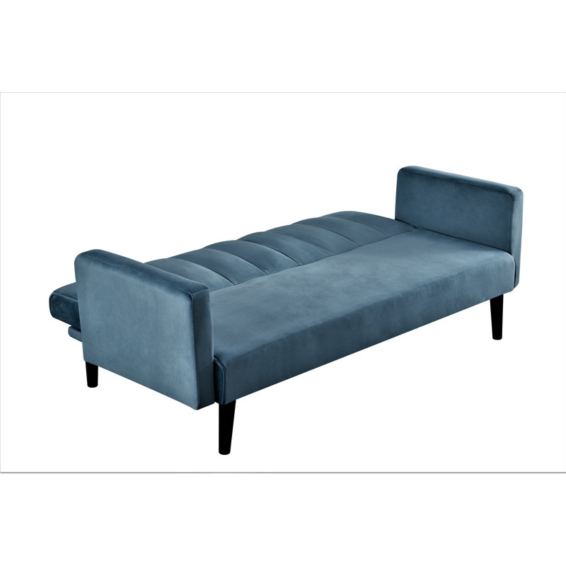 Daundry W72*D38.6*H24 72'' Velvet Convertible Sofa, Light Grayish Cyan Velvet