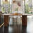 Brown Half-circle Solid Wood Dining Table-933523917