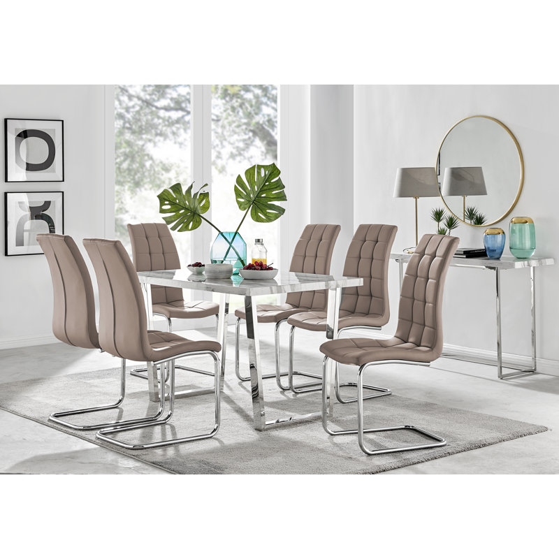 Chowchilla 6 - Person Dining Set, Cappuccino