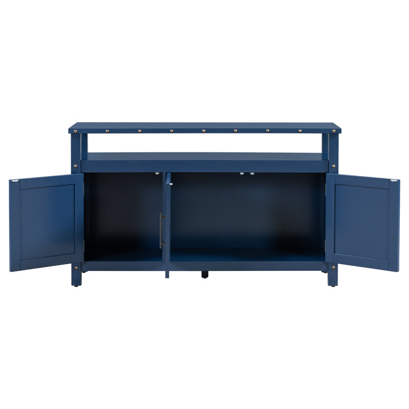 Buffet 55,1 "en bois de pin avec rangement à 3 portes