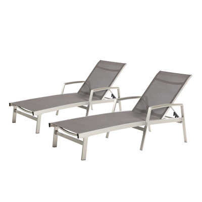 Élégante chaise longue d'extérieur avec rouille - aluminium et sièges en filet flexibles pour le patio arrière, réglable, gris, l 79,4 po x P 27,43 po, H 20,65 po, de deux cadres de salon réglables et légers