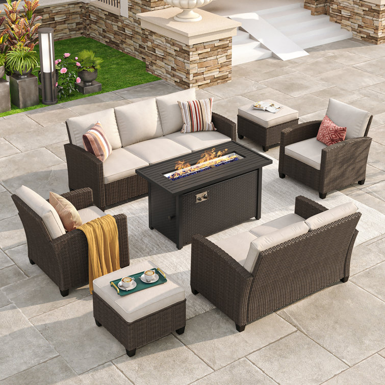 Rhylee 7 - Person Patio Conversation Sets with Cushions