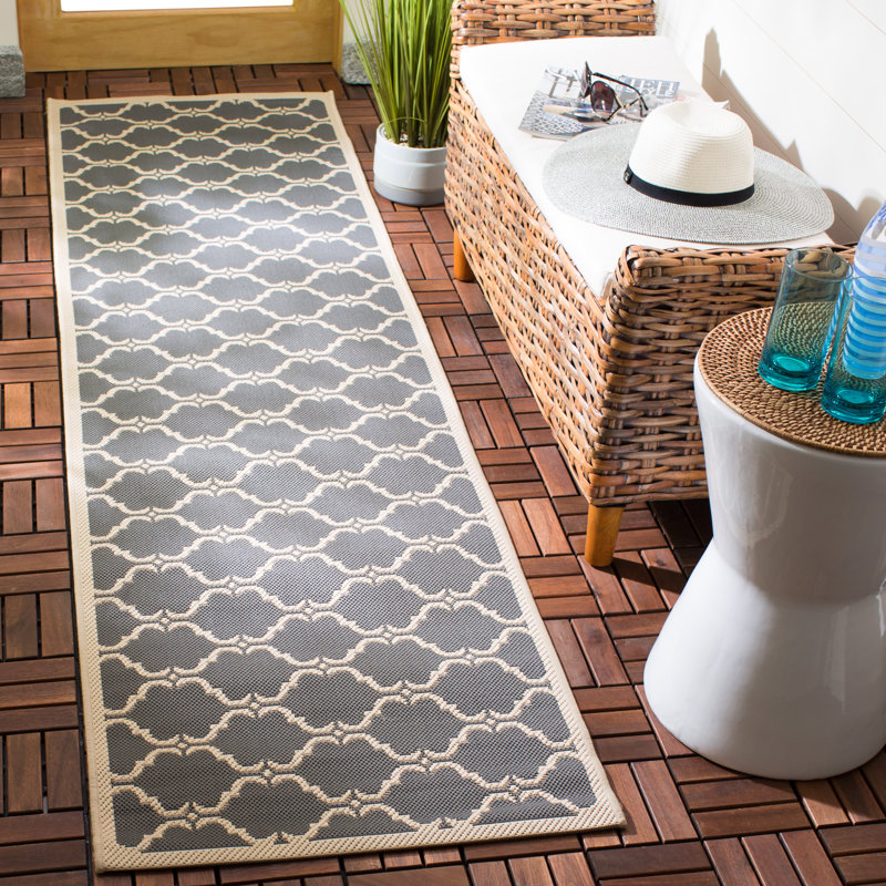 Tapis anthracite/beige à motif géométrique Herefordshire, Tapis de couloir 2 pi 3 po x 8 pi