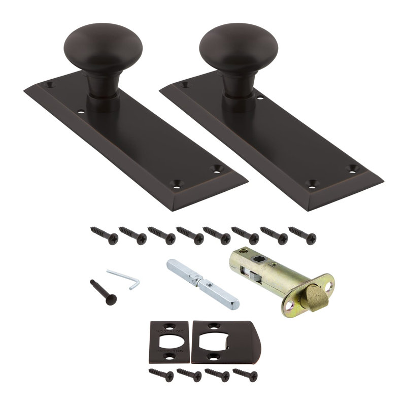 New York Plate with New York Door Knob, 2-3/4", Timeless Bronze