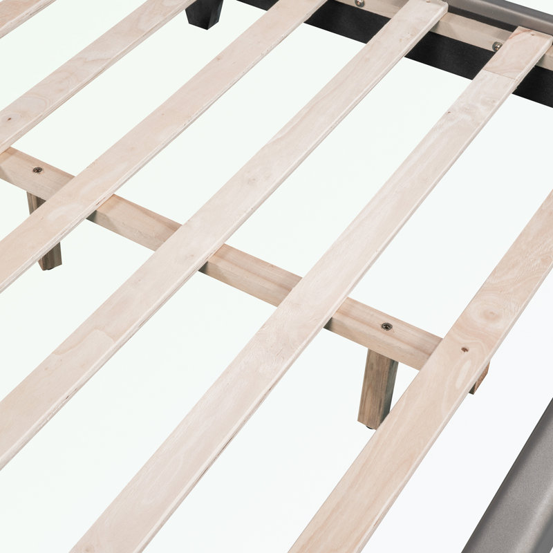 Upholstered Platform Bed Frame With Headboard, Gray, Twin