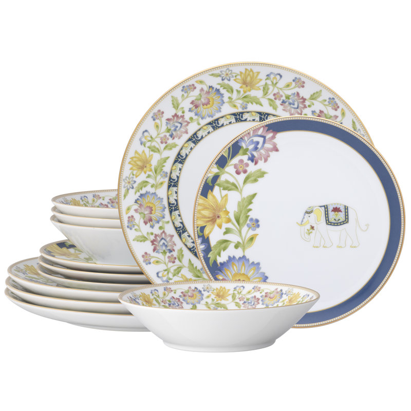 Noritake Tusker Garden 12-Piece Dinnerware Set, Service for 4
