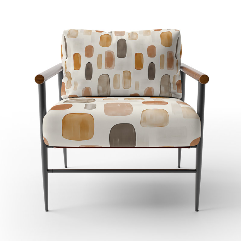 Chaise rembourrée Country Farmhouse - Fauteuil brun Earthy Shapes, Bras ronds bruns