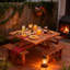 Table de pique-nique carrée pour 8 personnes avec trou pour parasol