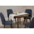 Extendable Dining Table & Chairs Set (5 Pieces), Walnut & Navy Blue, 39.4 x 29.5 x 39.4 inches (Open: 54.7 x 29.5 x 39.4 inches) | 100% Melamine Coated Particle Board, Wooden Legs | Traditional Solid Color Design for Family Gatherings-111021330