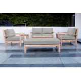 Huntington 7 Piece Teak Loveseat Seating Group with Sunbrella Cushions