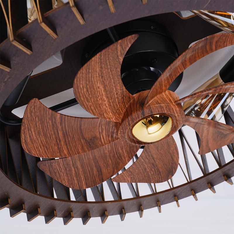 Ventilateur encastré moderne 20 pouces avec télécommande, 6 vitesses, moteur à courant continu silencieux pour le salon, la chambre à coucher et la cuisine - Bois