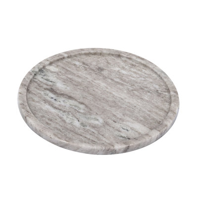 D10" Round Marble Tray With Natural Gray Finish