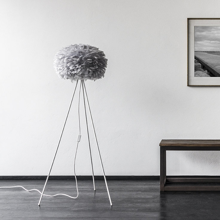 Eos 63'' Tripod Floor Lamp, White, Gray, 56" H