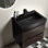Meuble-lavabo de salle de bain 24 po - noyer, conception murale, espace de rangement spacieux, lavabo noir, tiroirs silencieux, grand lavabo avec lavabo, grand