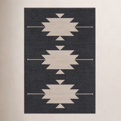 Genesis Charcoal Cream Southwestern Outdoor Rug
