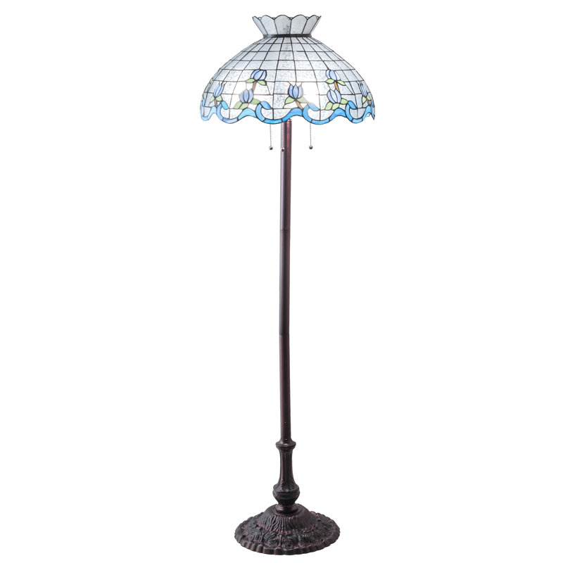Lampe sur pied traditionnelle 62 po Brackin, Gris / bleu ciel