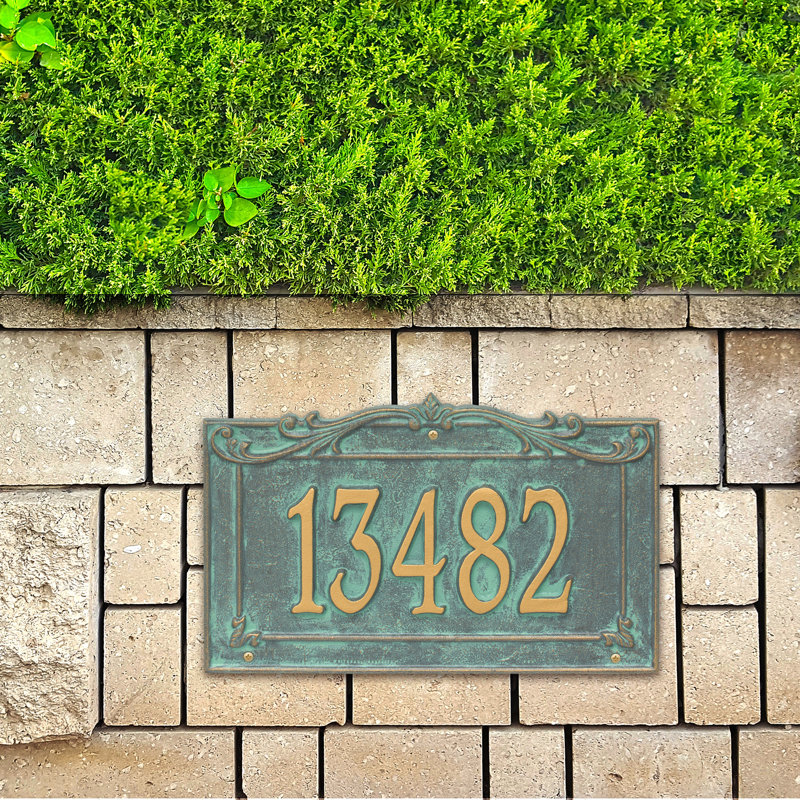 Signature Series 1-Line Wall Address Plaque, Verdigris, Bronze, Yes