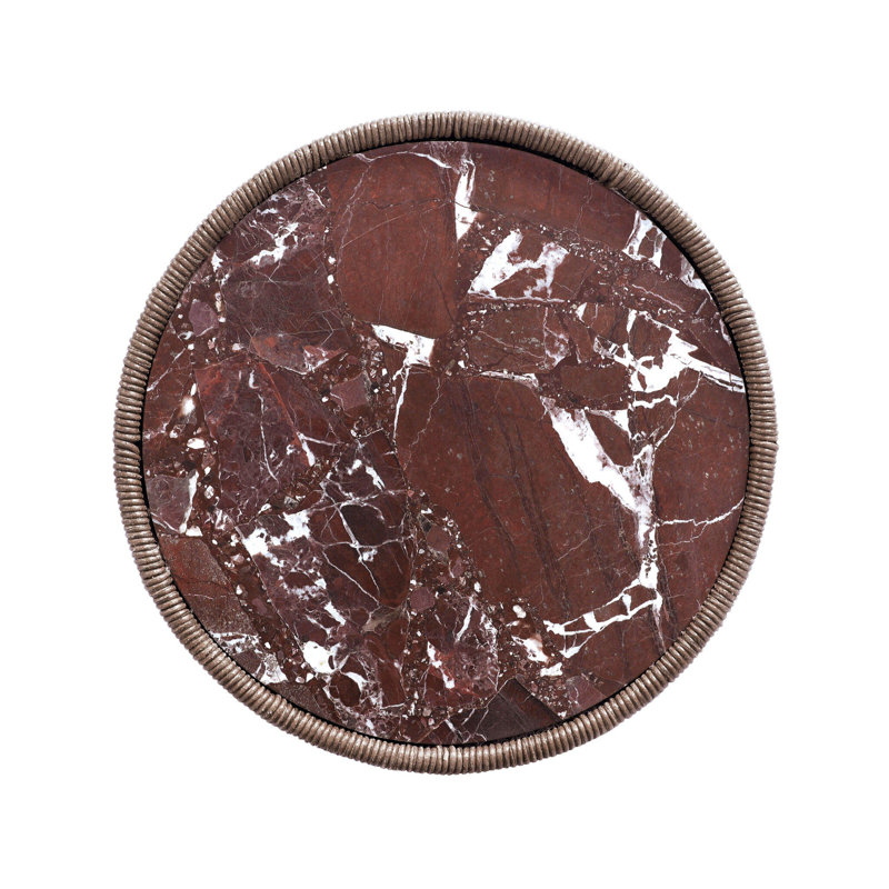 Brixby Outdoor Round Side Table, Merlot Marble