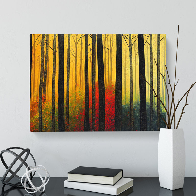 Exciting Autumn Forest - Wrapped Canvas