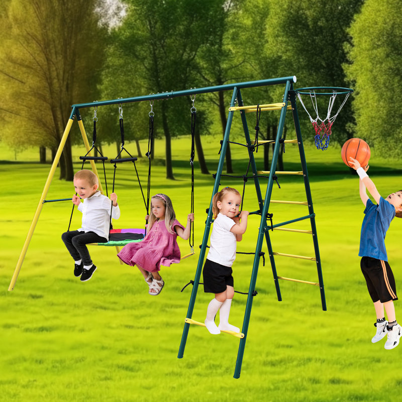 Backyard Metal Swing With Belt For 2 - Provide Outdoor Fun