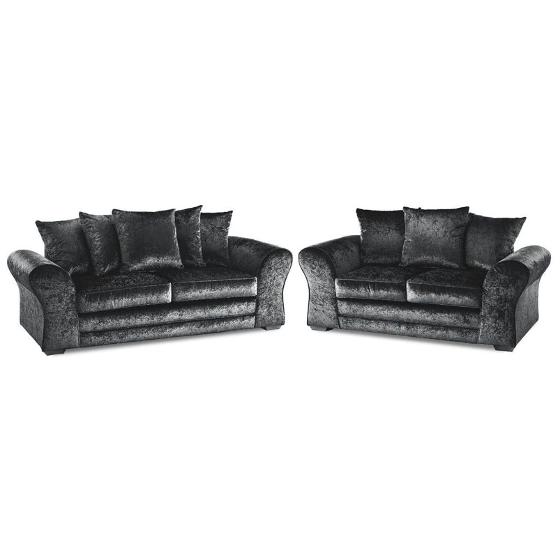 Padilla 2 Piece Sofa Set, Black