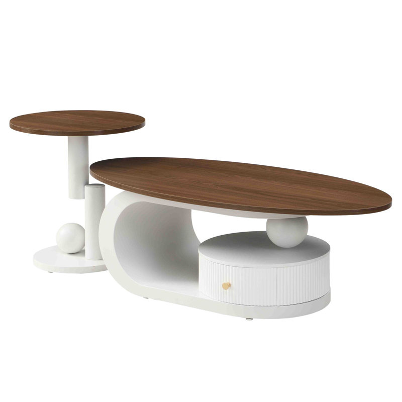Ensemble de 2 tables gigognes Luxury, Blanc