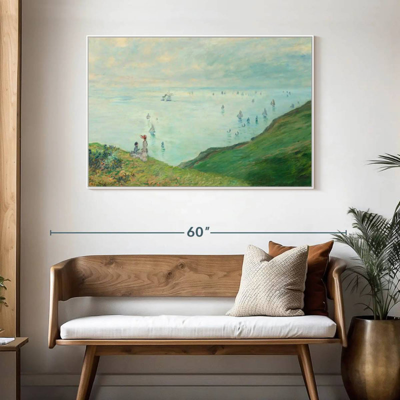 Falaises de Pourville, 1882, Cadre flottant blanc, 46 po x 31 po