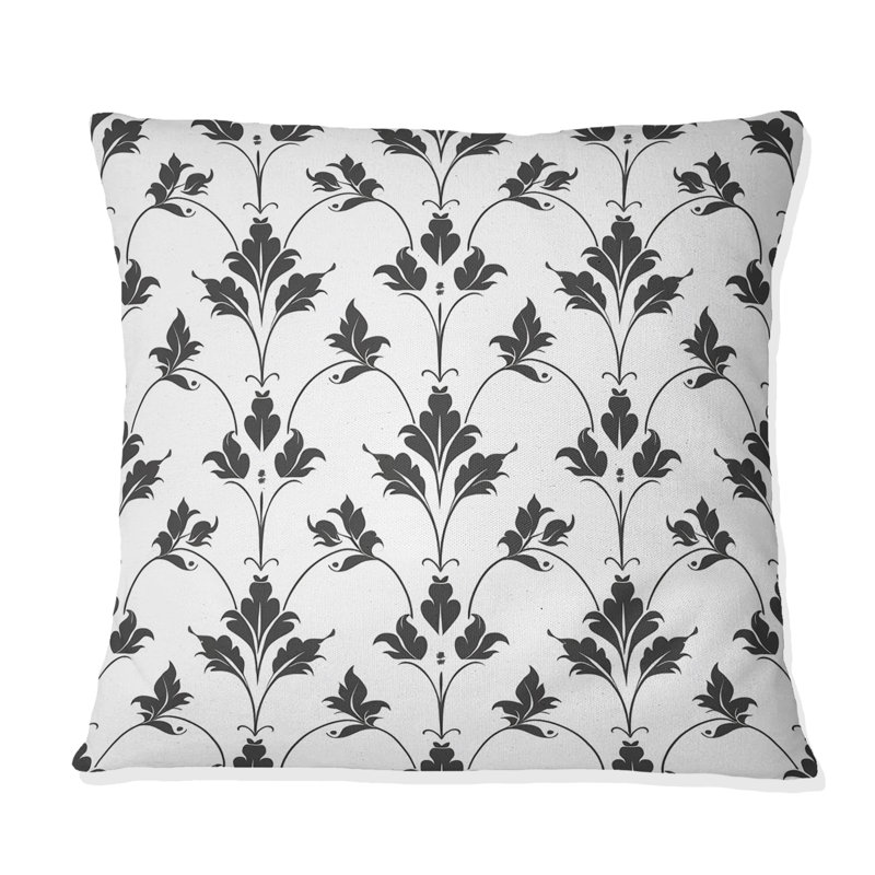 Coussin décoratif à motif treillis blanc et noir Glam, H 16 po x l 16 po