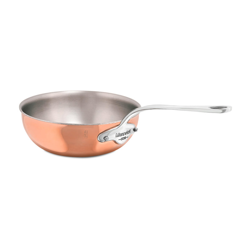 Mauviel M'6 S Copper Curved Splayed Saute Pan With Cast Stainless Steel Handle, 2.1-Qt, 7.9", Copper/Stainless