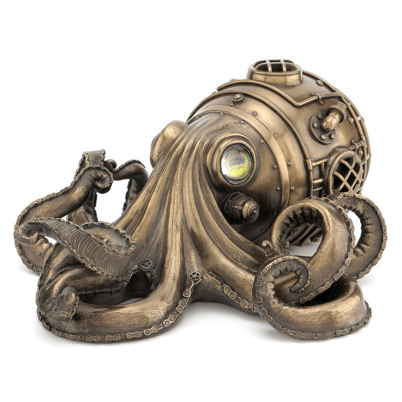 Boîte en résine 10,83 po Steampunk Octopus