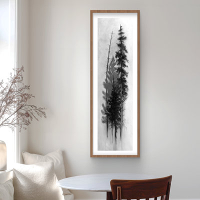 Silhouette d'arbres - reproduction encadrée en blanc mat