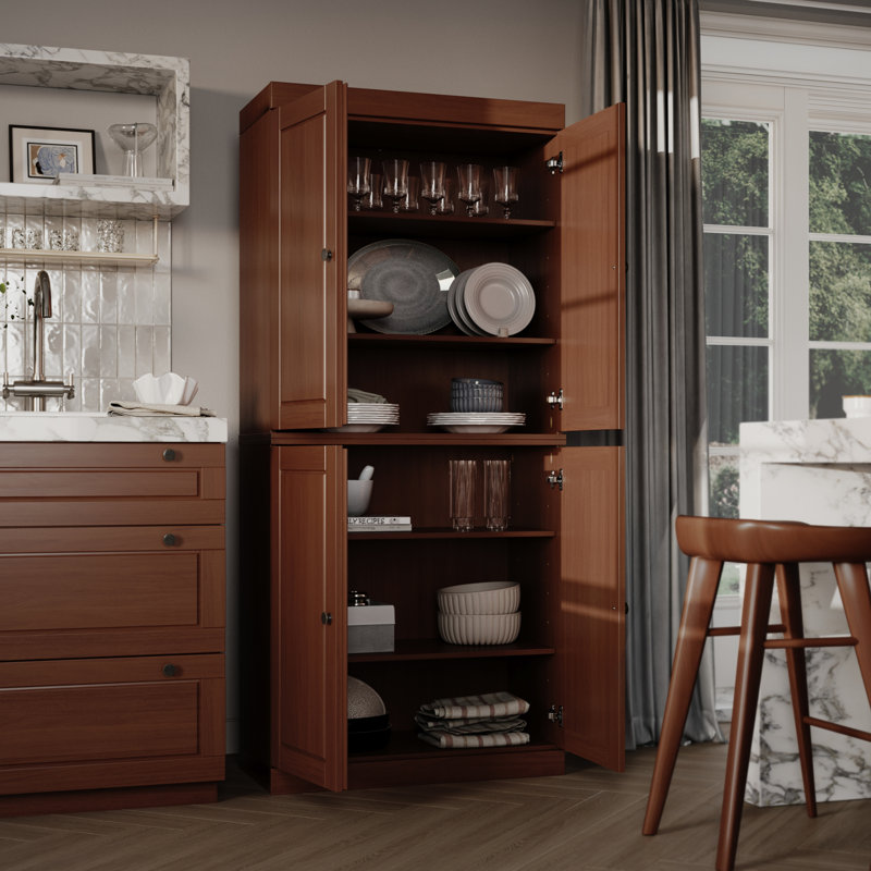 Bryani 100% Solid Wood Tall Kitchen Pantry Cabinet with Doors, Adjustable Shelves, Modular Kitchen Storage Cabinet, 32" W x 71.5" H