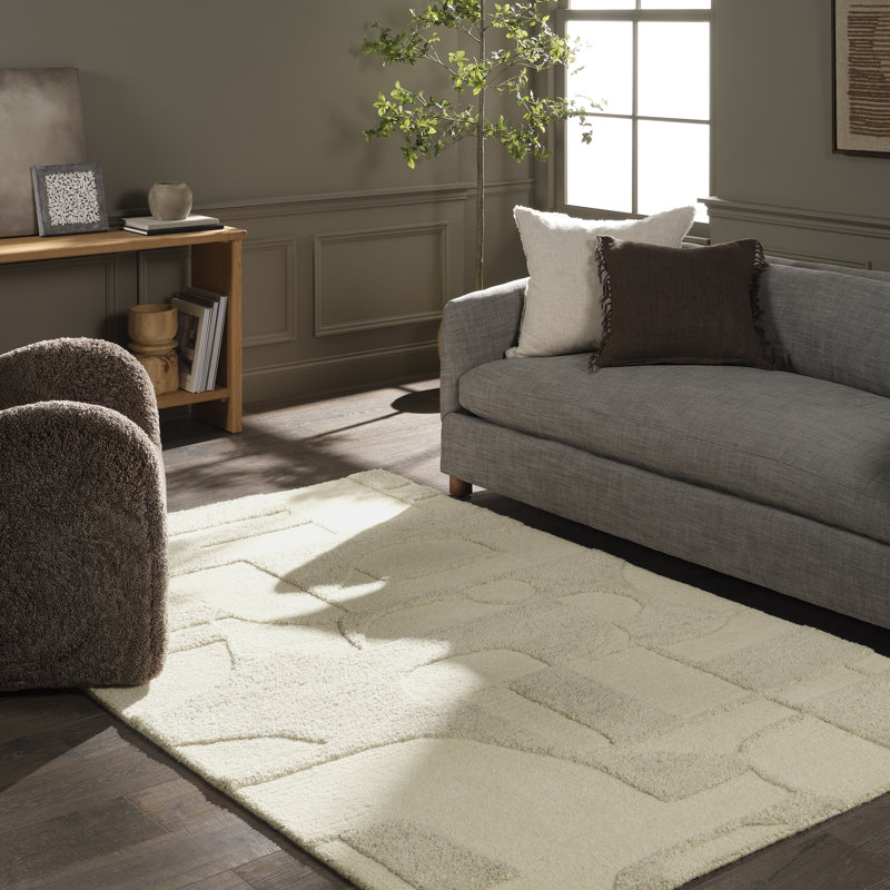 Tapis brun clair en laine touffeté à la main Deese, Rectangle 9 pi 6 po x 13 pi 6 po