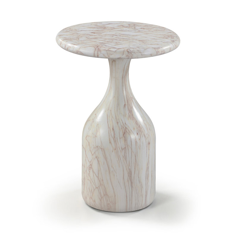 Table de bout Savona, 18 po de hauteur, Finition marbrée blanche
