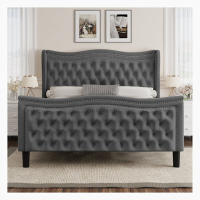 Huzayfa Upholstered Platform Bed Velvet Upholstered Bed