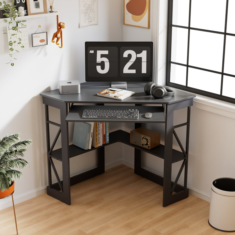 Lambrecht Corner Computer Desk, Black