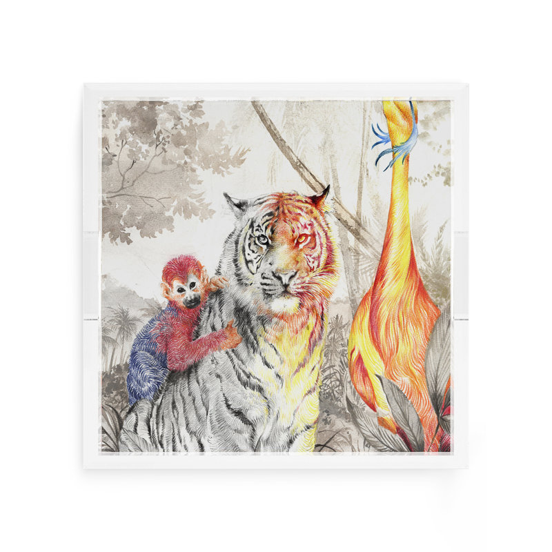 Arcadia Tiger Acrylic Square Decorative Tray, 12"W x 12"D x 2"H