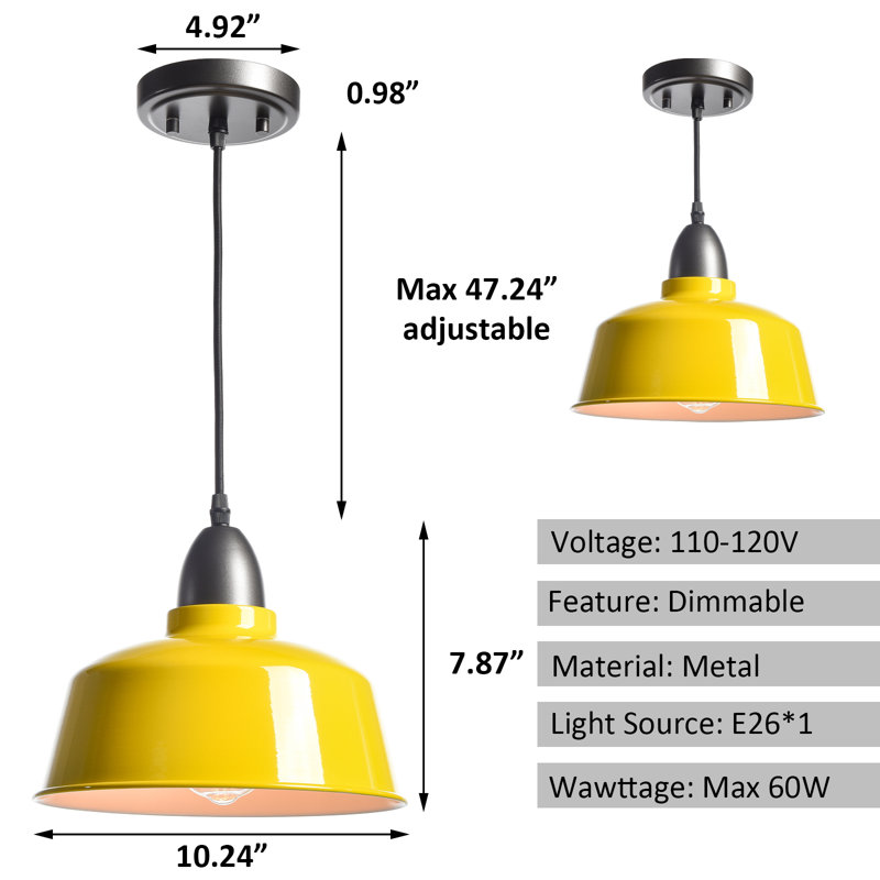 Luminaire suspendu pour îlot de cuisine, Jaune