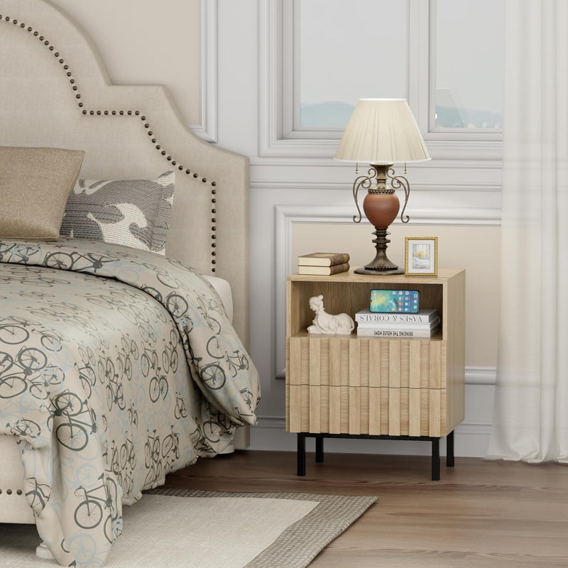 45 cm W Solid Wood Bedside Table