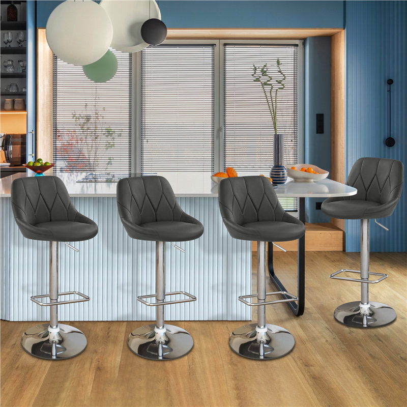 color Height Adjustable Swivel Bar Stool, Dark Grey